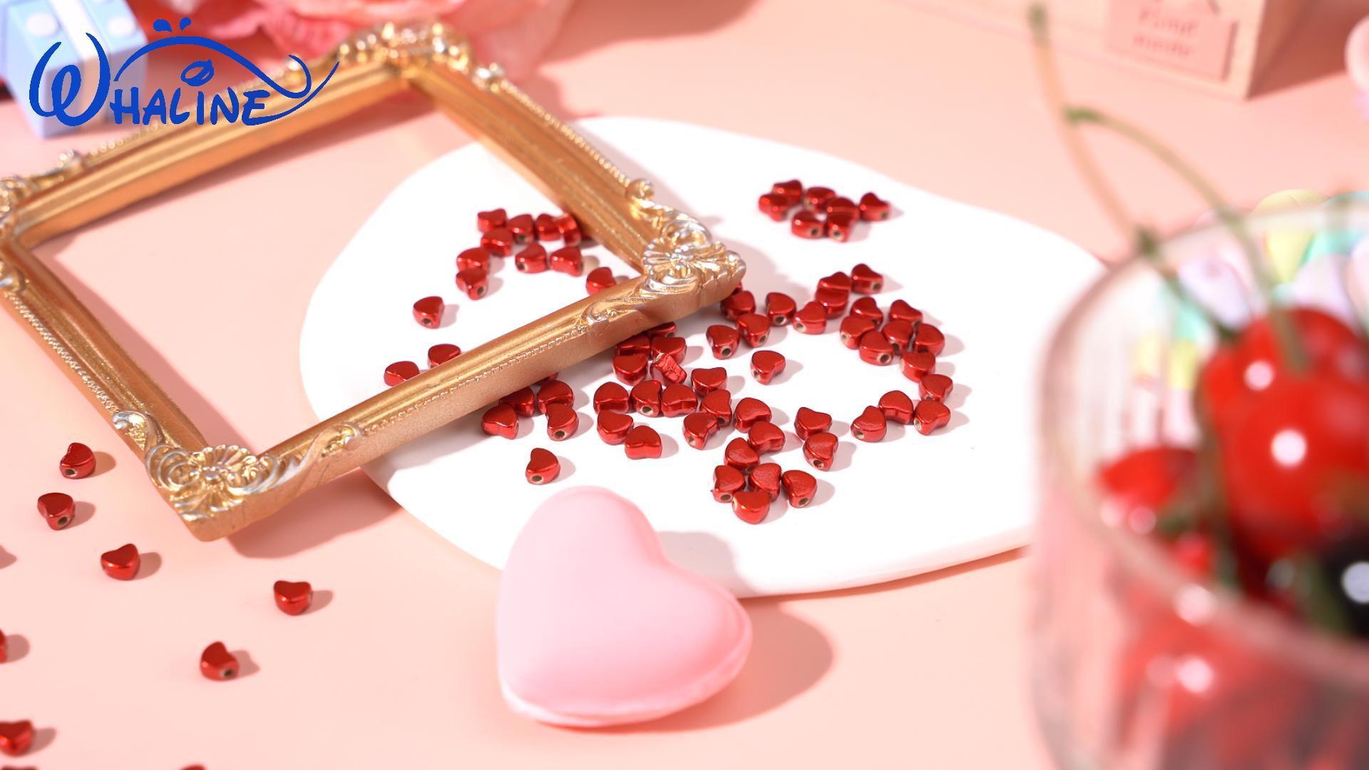 Amazon.com: Whaline 600Pcs Heart Beads Red Love Heart Spacer Bead