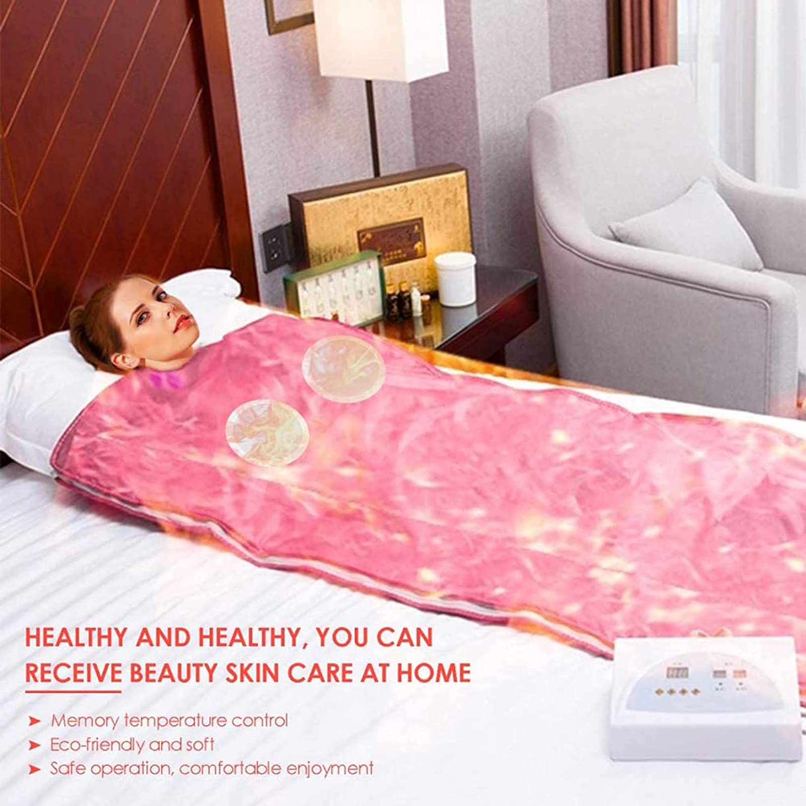 Coperta sauna a infrarossi lontani con controller a 2 zone, coperta professionale per sauna e massaggio, per modellare il corpo, dimagrante, fitness, terapia disintossicante, anti-invecchiamento,