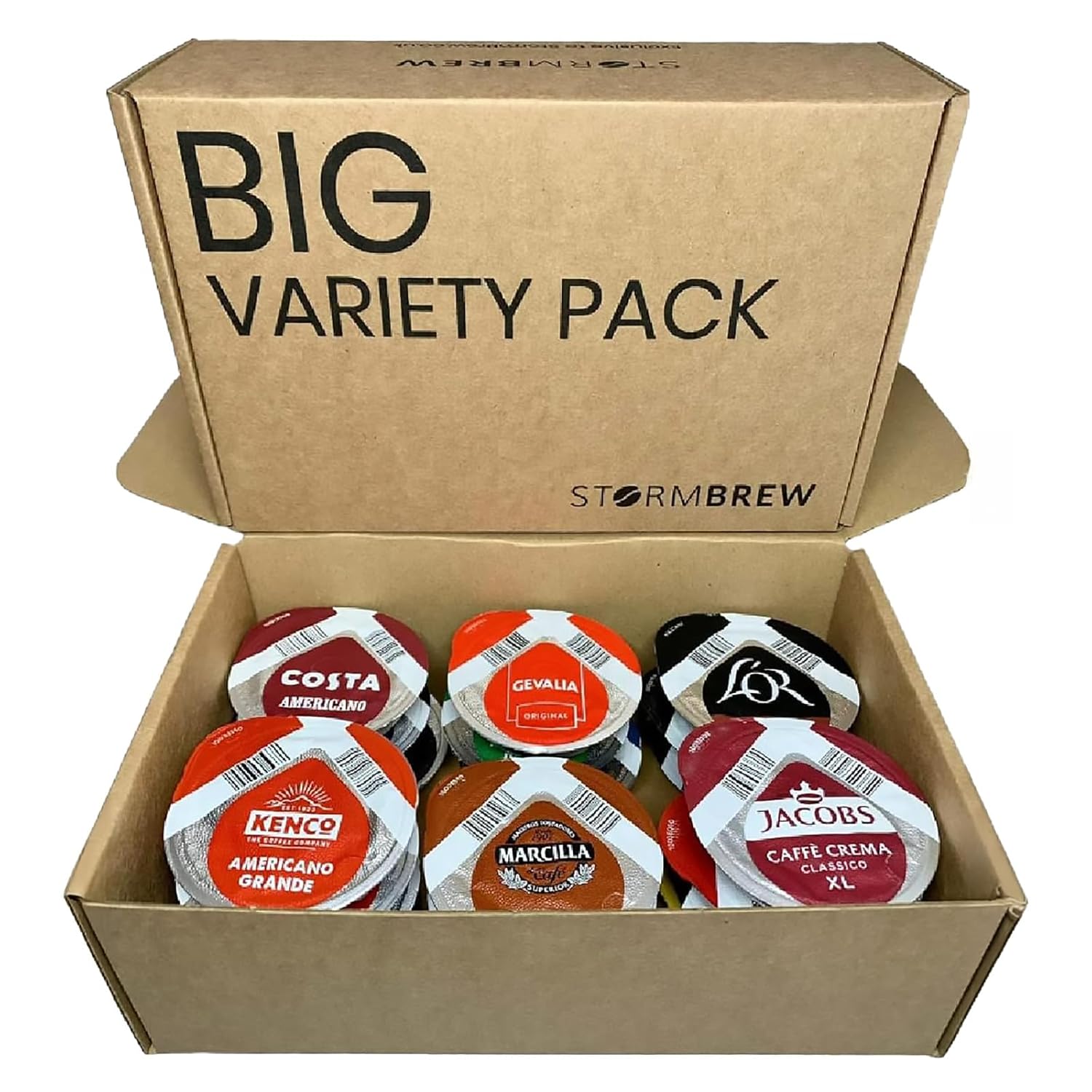 Tassimo 22 T- Discs Pods Variety Pack: Coffee, Chocolate Capsules in StormBrew Gift Box