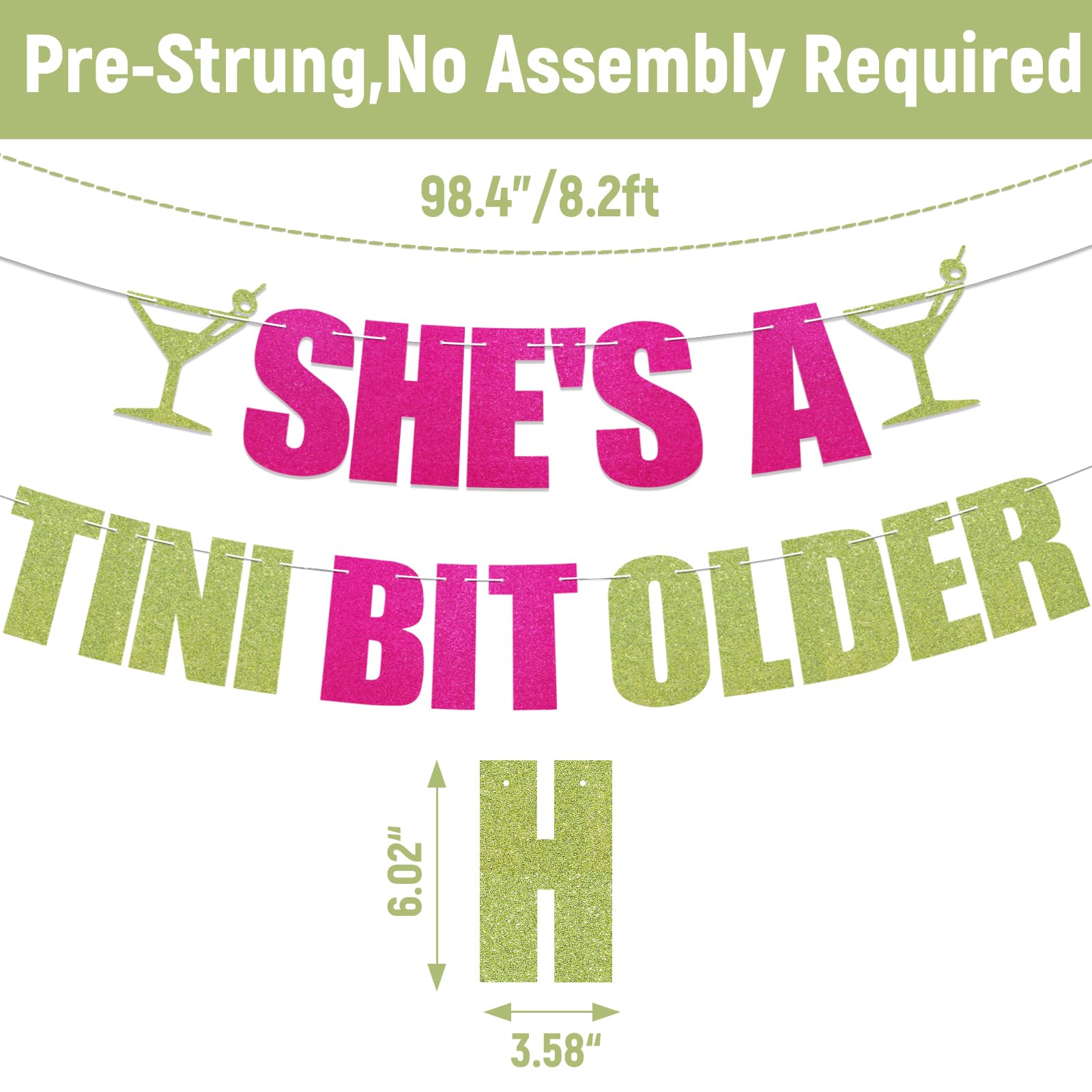 Pink Martini Party Banner - Pre-Strung Garland For Bachelorette & Birthday Parties