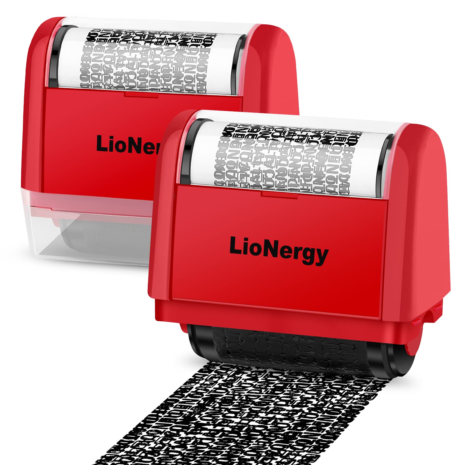 Identity Protection Roller Stamp LioNergy 1.5 Inch Wide Roller Identity Theft Prevention Security Stamp - Red, 2 Packs