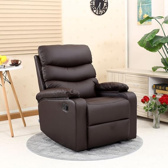 More4Homes ASHBY BONDED LEATHER RECLINER ARMCHAIR SOFA CHAIR RECLINING HOME LOUNGE (Brown)
