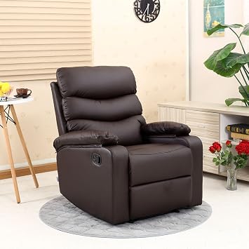 More4Homes ASHBY BONDED LEATHER RECLINER ARMCHAIR SOFA CHAIR RECLINING HOME LOUNGE (Brown)