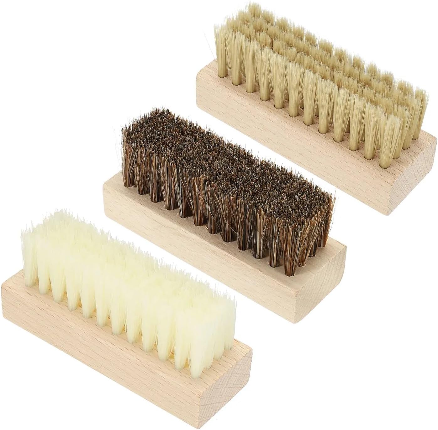 Horse Hair Brushes Shoe Cleaner Brush 3Pack Square Handheld Polish Daubers