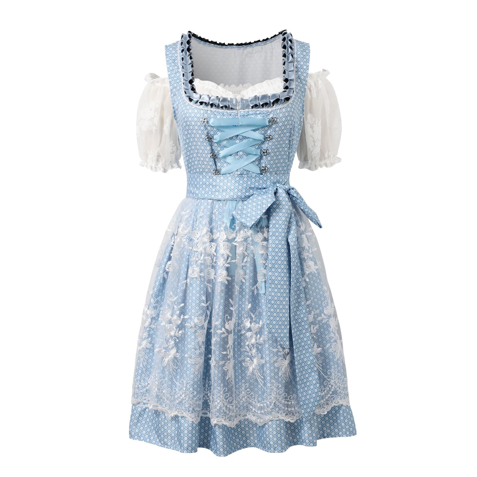 Falda de Mujer-Vestido Mujer Casual Manga Corta para Oktoberfest Alemán Espectáculos Faldón Encaje Otoño Invierno