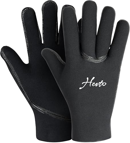 Hevto Guantes de neopreno de 0.118 pulgadas y 0.197 pulgadas para hombres y mujeres, guantes de buceo GBS para mantener el calor en agua fría y