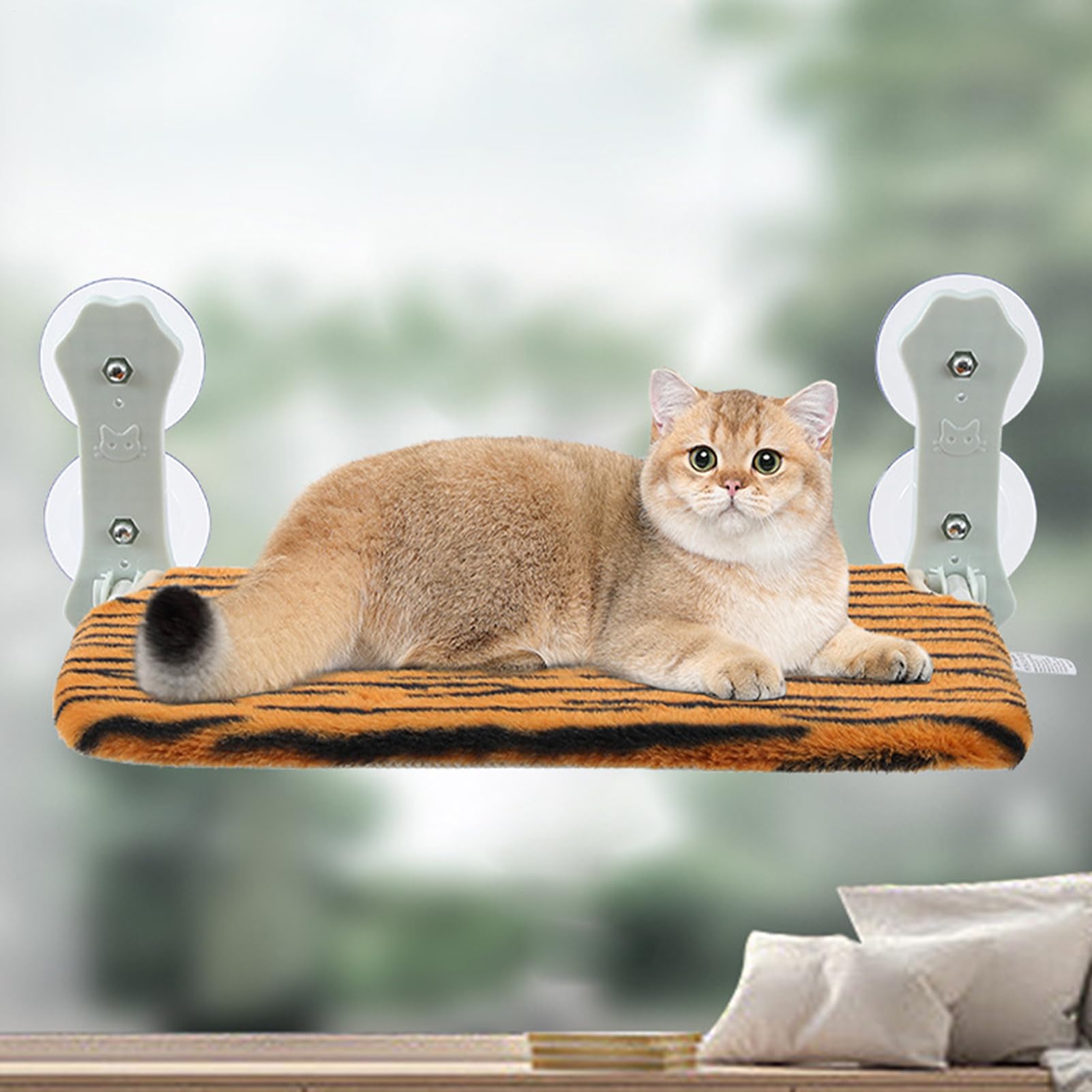 Perchoir De Fenêtre pour Chat Siège Pliable sans Cordon Doux Respirant | Couchette Avec Ventouses Puissantes Accroche Fenêtre Destiné Aux Animaux De Toutes Tailles En Intérieur Sur