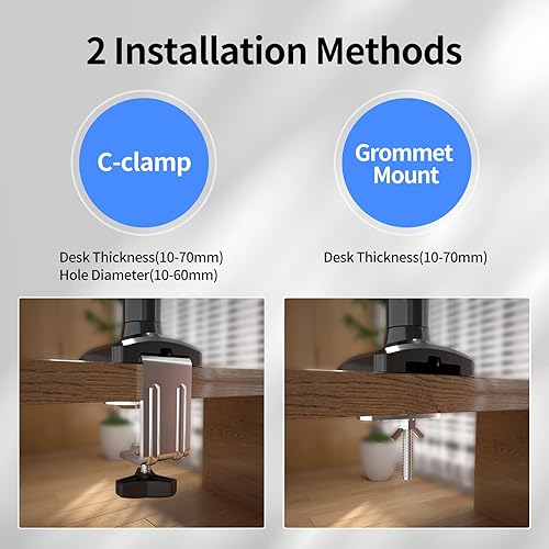 Miniatura 6 de suptek Soporte de brazo para monitor individual para 13-32 pulgadas, soporte de escritorio ajustable para monitor de resorte de gas para 4.4-19.8