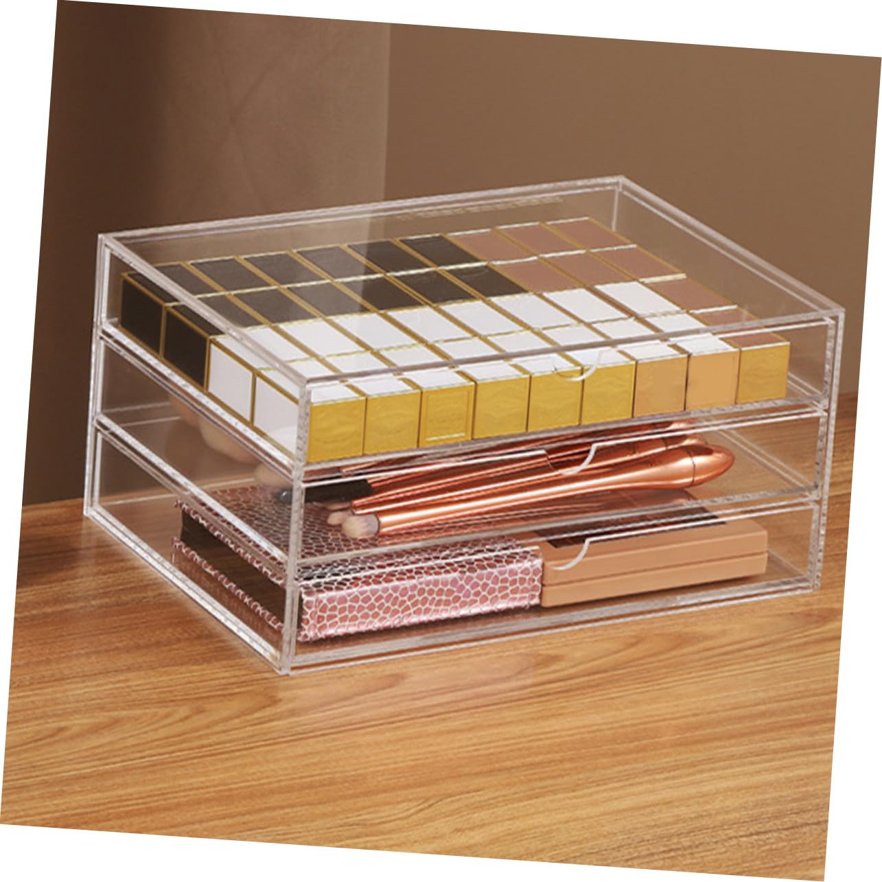 Organizzatore da Scrivania Trasparente Acrilico Resistente Scatola Multiuso per Trucco Gioielli e Accessori Design Compatto e Facile da Pulire