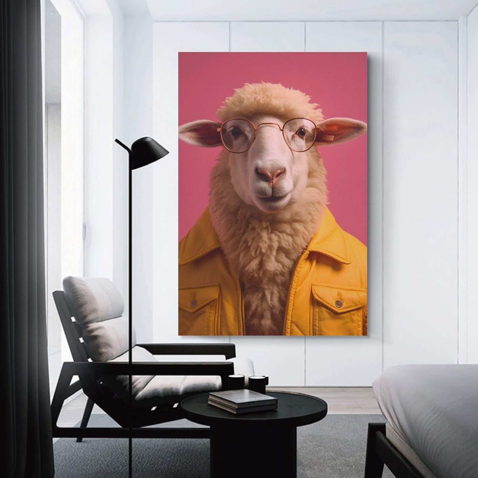 Junmoney 80s Style Sheep Hanging Wall Art, 16x24inch(40x60cm), for Living Room, Bedroom, Office Or Hallway, Decorative Artwork with Broad Appeal