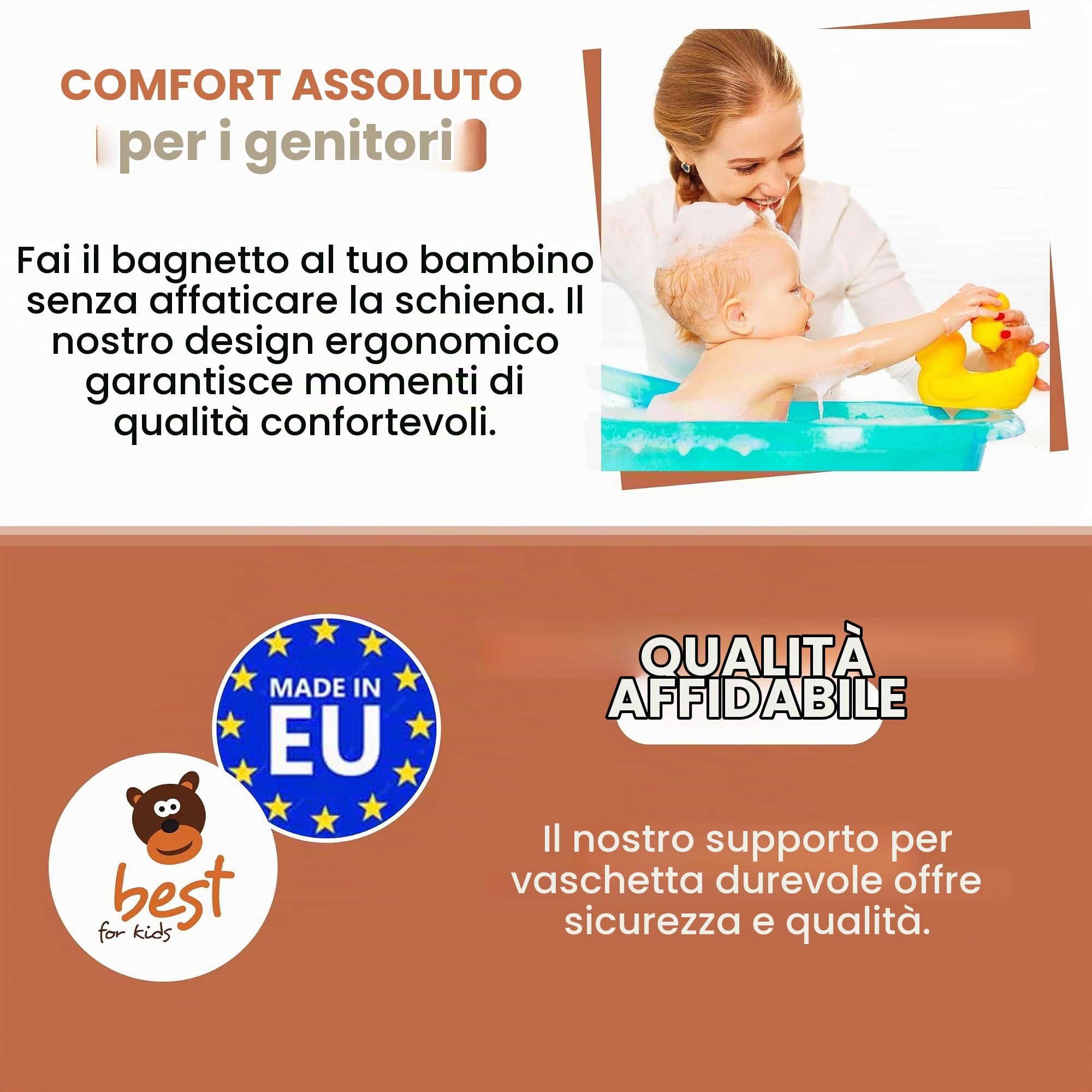 Supporto Vasca Bagnetto Bebè Universale 84-100 cm | Porta Vaschetta Neonato in Plastica Resistente | Supporto Ergonomico e Stabile per Bagnetto Quotidiano