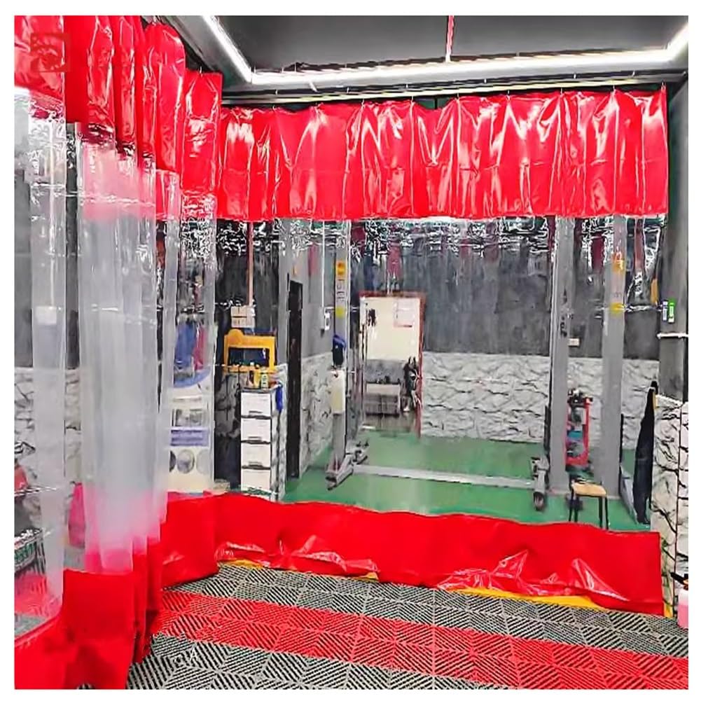 GJZQDKX Garage Divider Curtains, Industrial Wash Bay Curtains with Eyelets, Outdoor Vinyl Curtains for Patio, Quick Waterproof Screen Cover, for Porch Wash Car Depot(Rosso,3x3m/9.8x9.8ft)