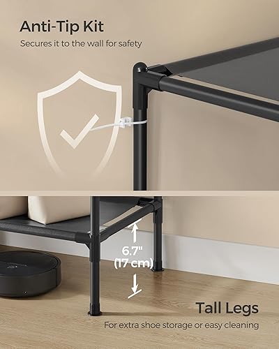 Miniatura 6 de SONGMICS Estante para ropa, armario portátil de gran capacidad de 72 pulgadas, organizador de armario resistente con rieles y estantes colgantes,