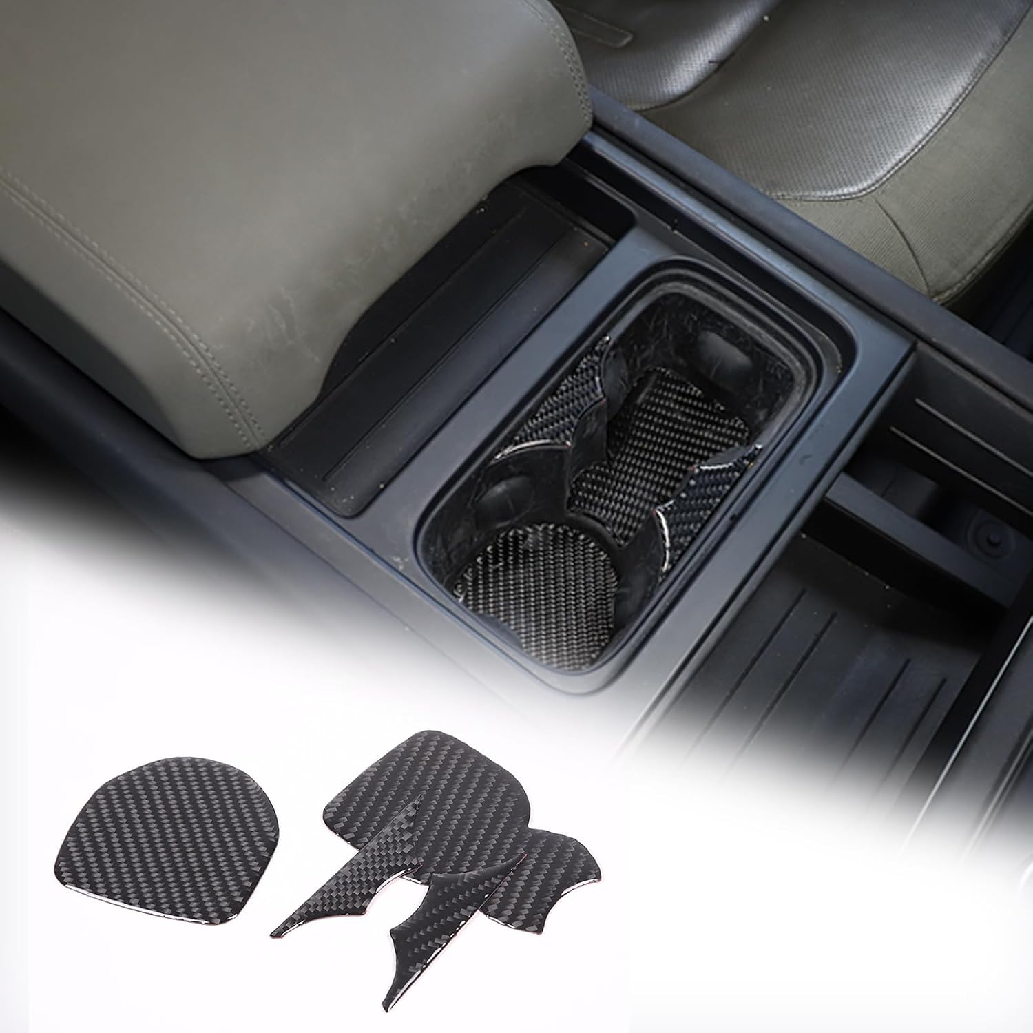 PIUGILH Center Console Cup Holders Coaster Compatible with Land Rover Defender 2020-2022,Soft Carbon Fiber Anti Dust Water Cup Holder Coaster，4Pcs