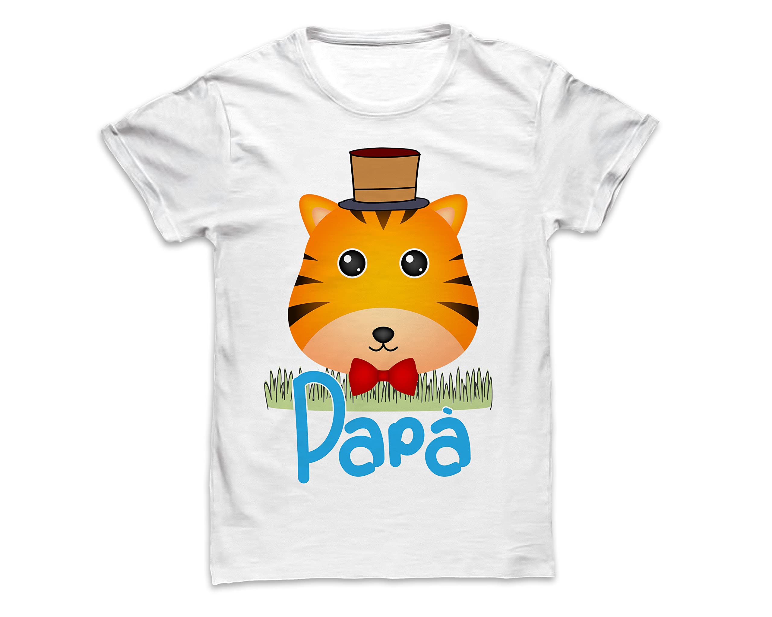 Overthetee Set Magliette Famiglia Personalizzate con Nome, 4 Capi T Shirt e Body Neonato Tema Animali, Coordinati Genitori e Figli in Cotone