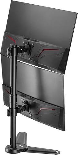 Miniatura 9 de AVLT Soporte de montaje para monitor ultraancho vertical de 38 pulgadas, dos pantallas apiladas de 26.5 libras en poste de alta resistencia, ahorra