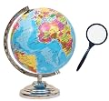 GeoKraft Educational World Globe 10 inches height and 8 Inches diameter Rotating with Steel Finish Arc and Base/World/Ho