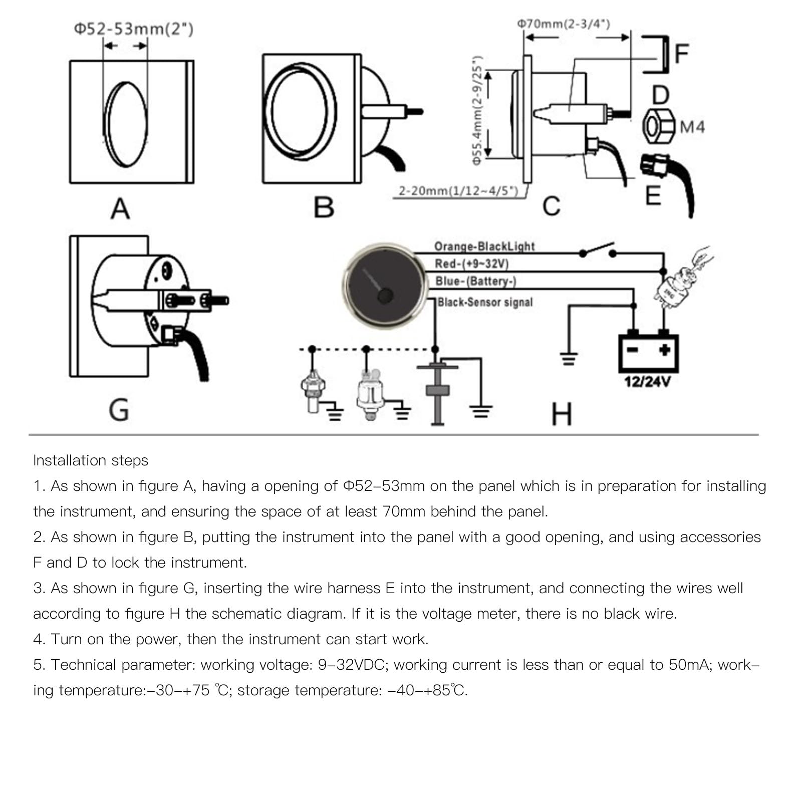 Juego de sensor de combustible con indicador de nivel de combustible de 52 mm para mediciones precisas en barco, coche, camión y – Diseño de acero inoxidable 316