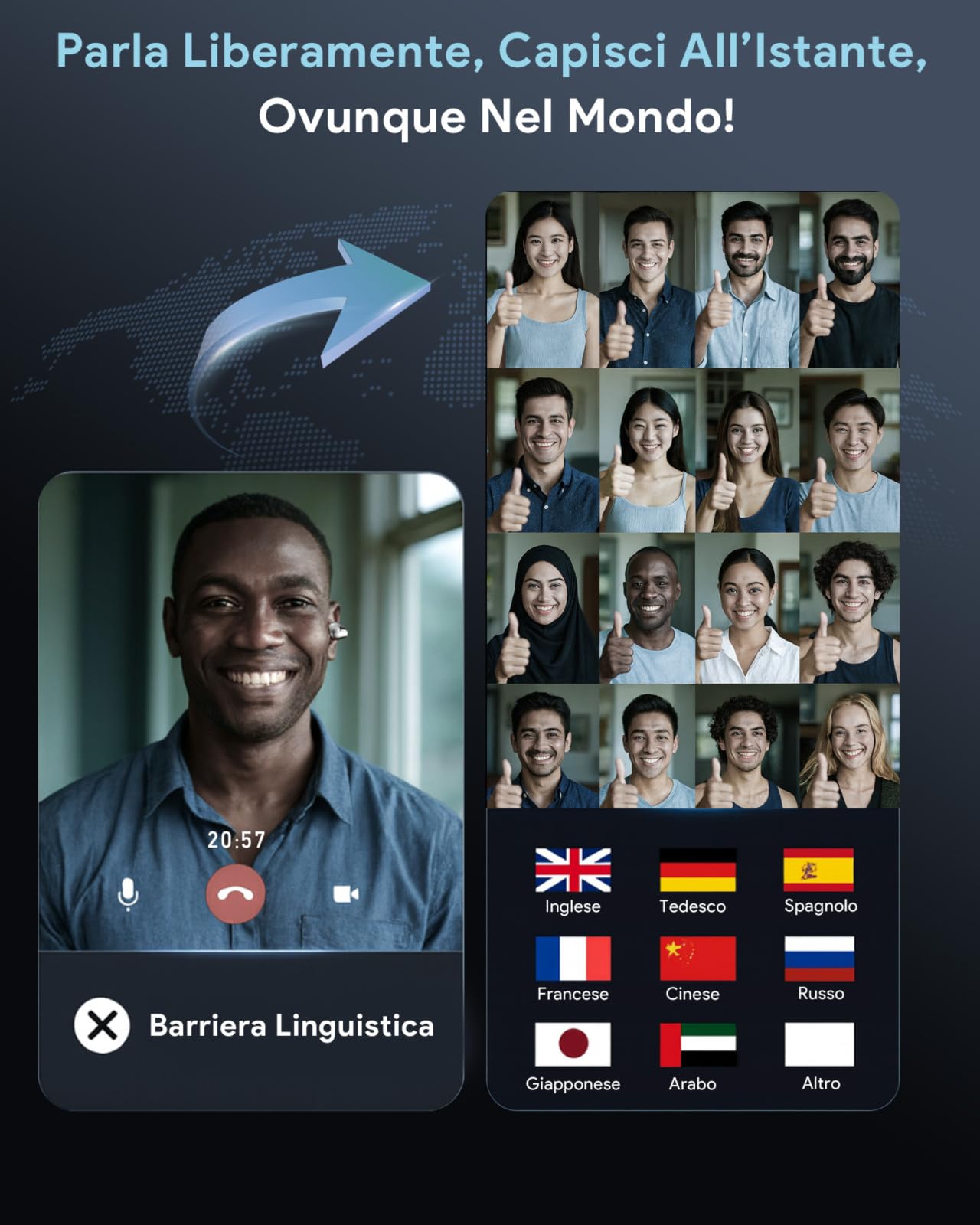 Boytond Traduttore Vocale Istantaneo Multilingue - Auricolari Per Traduzione Simultanea In Tempo Reale, Cuffie Con Traduzione Multilingue Per Studio, Business e Viaggi Internazionali, Placcatura nera