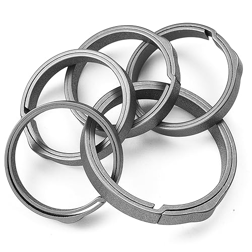 TISUR Titanium Key Rings for Keychain, Side-Pushing Key Chain Ring Split Keyring Heavy Duty Keychain Rings Bulk