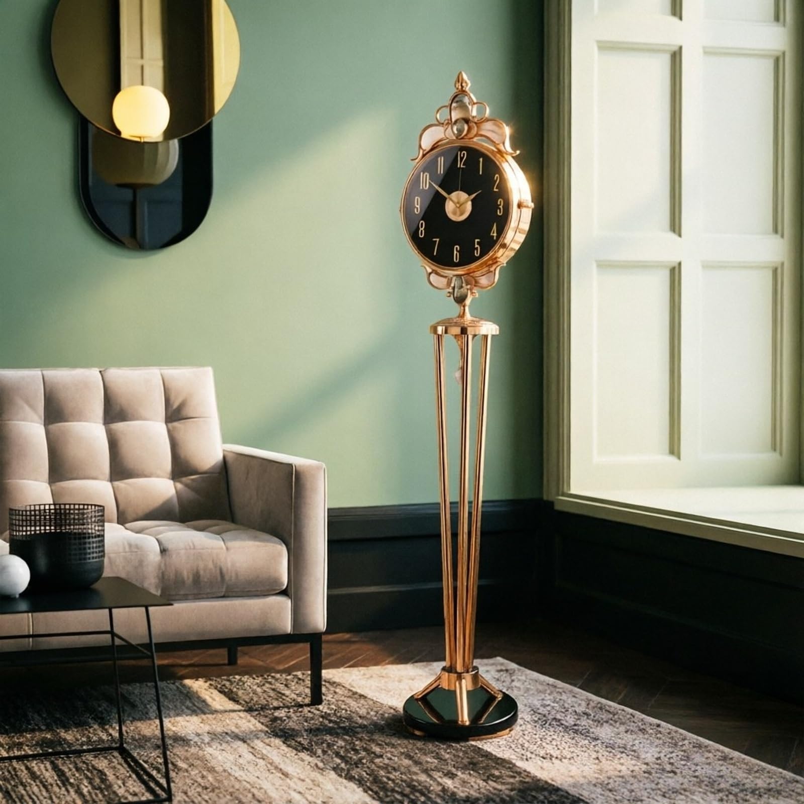 Standuhr Metalowy, stojący zegar kwarcowy z cichym mechanizmem salon