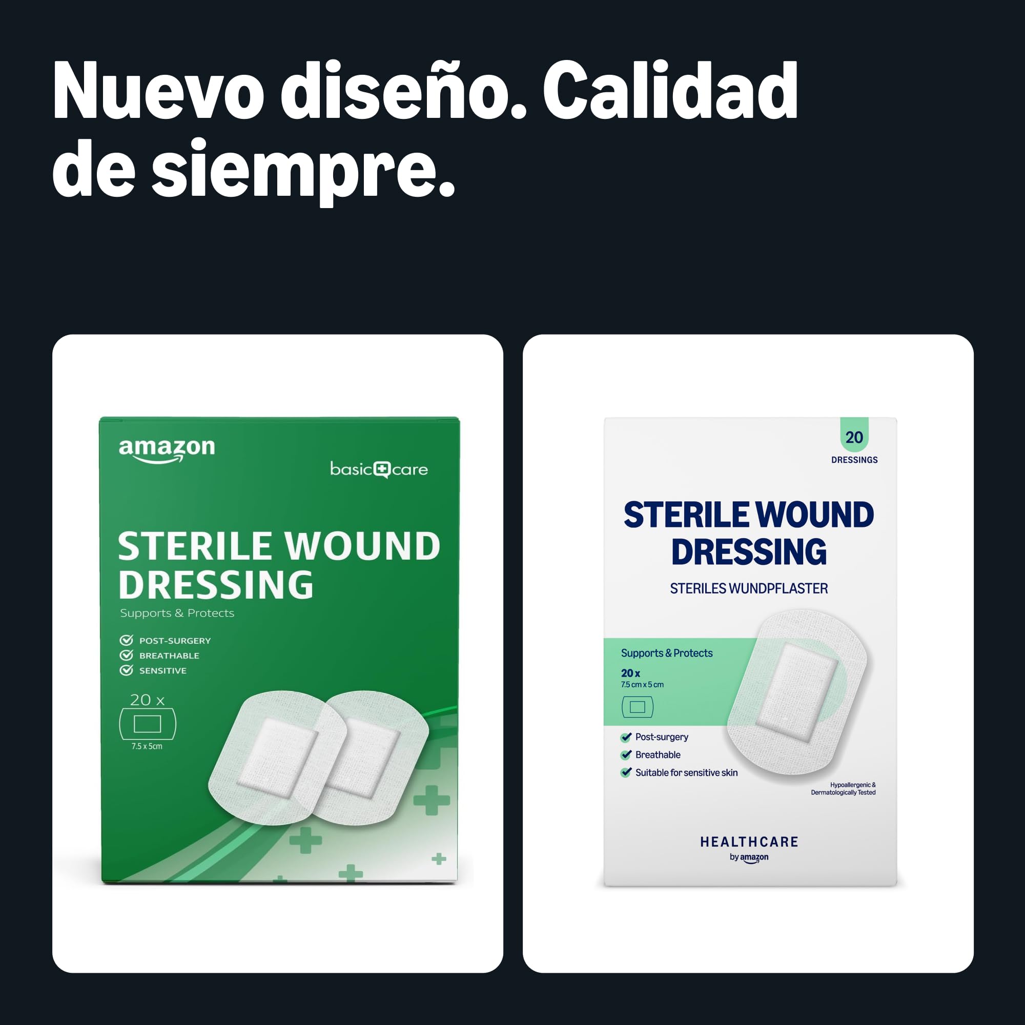 Healthcare By Amazon Apósito estéril para heridas, 20 yeso (Anteriormente una marca Amazon Basic Care, el mismo producto)