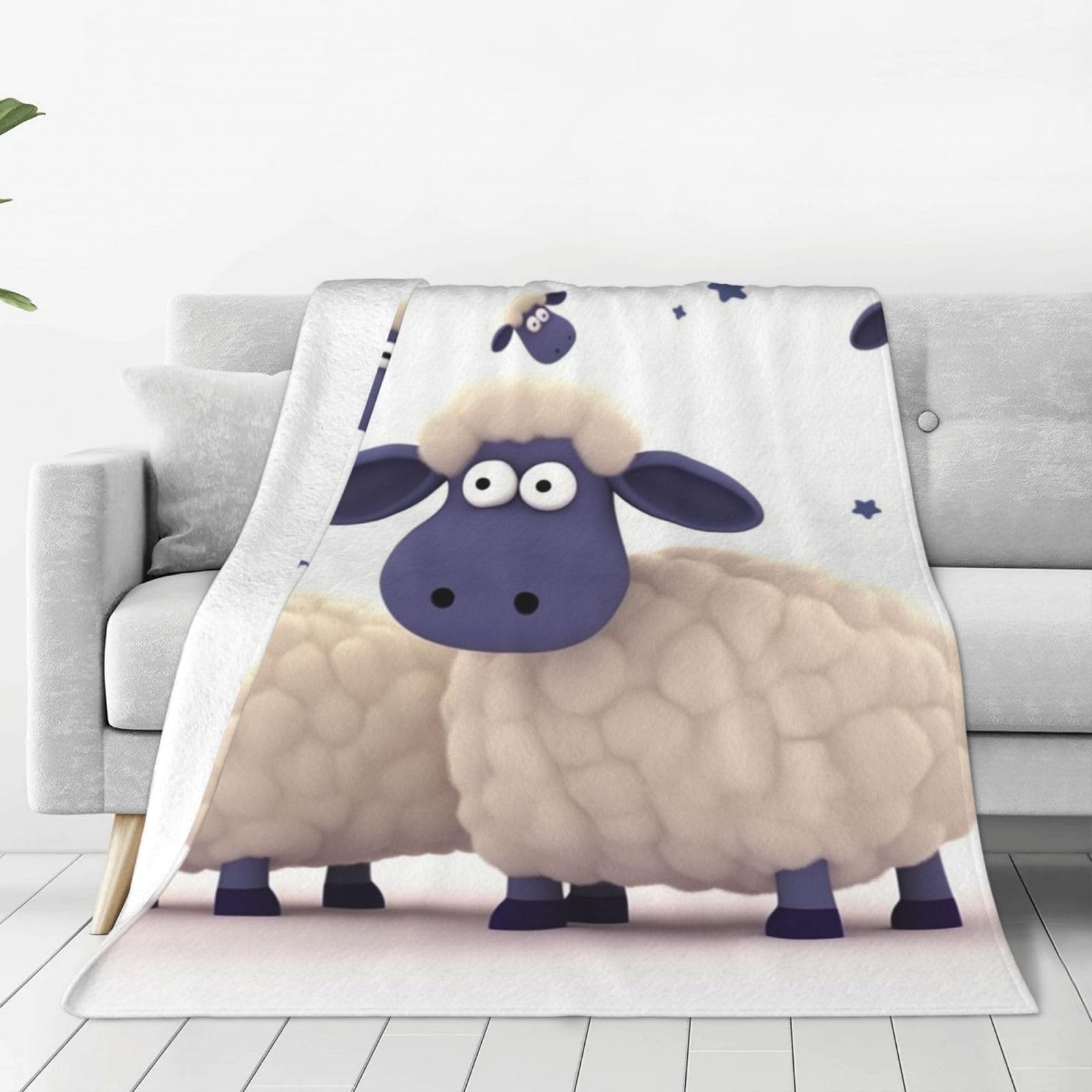 KLOPH Sheep Throw Blanket 40"x30" Flannel Fluffy Warm Blanket for Couch, Reversible Plush Blankets for Bed, Comfy Fuzzy Blanket for Sofa, Plush Lightweight-Blankets for All Season