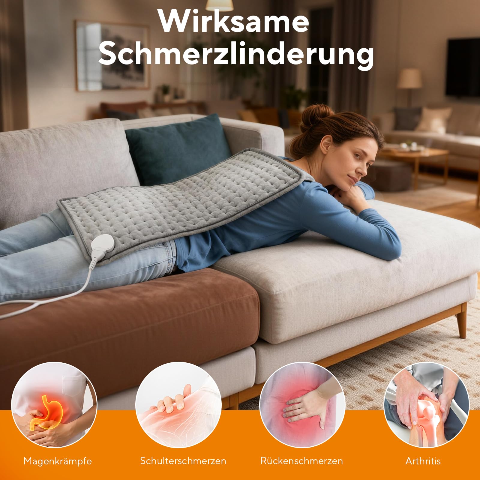 Fwiull Cuscino Riscaldante Elettrico, Termoforo Elettrico 43x84cm con Spegnimento Automatico, Protezione dal Surriscaldamento, 9 Impostazioni di Calore e 4 Timer, Display LED, Grigio