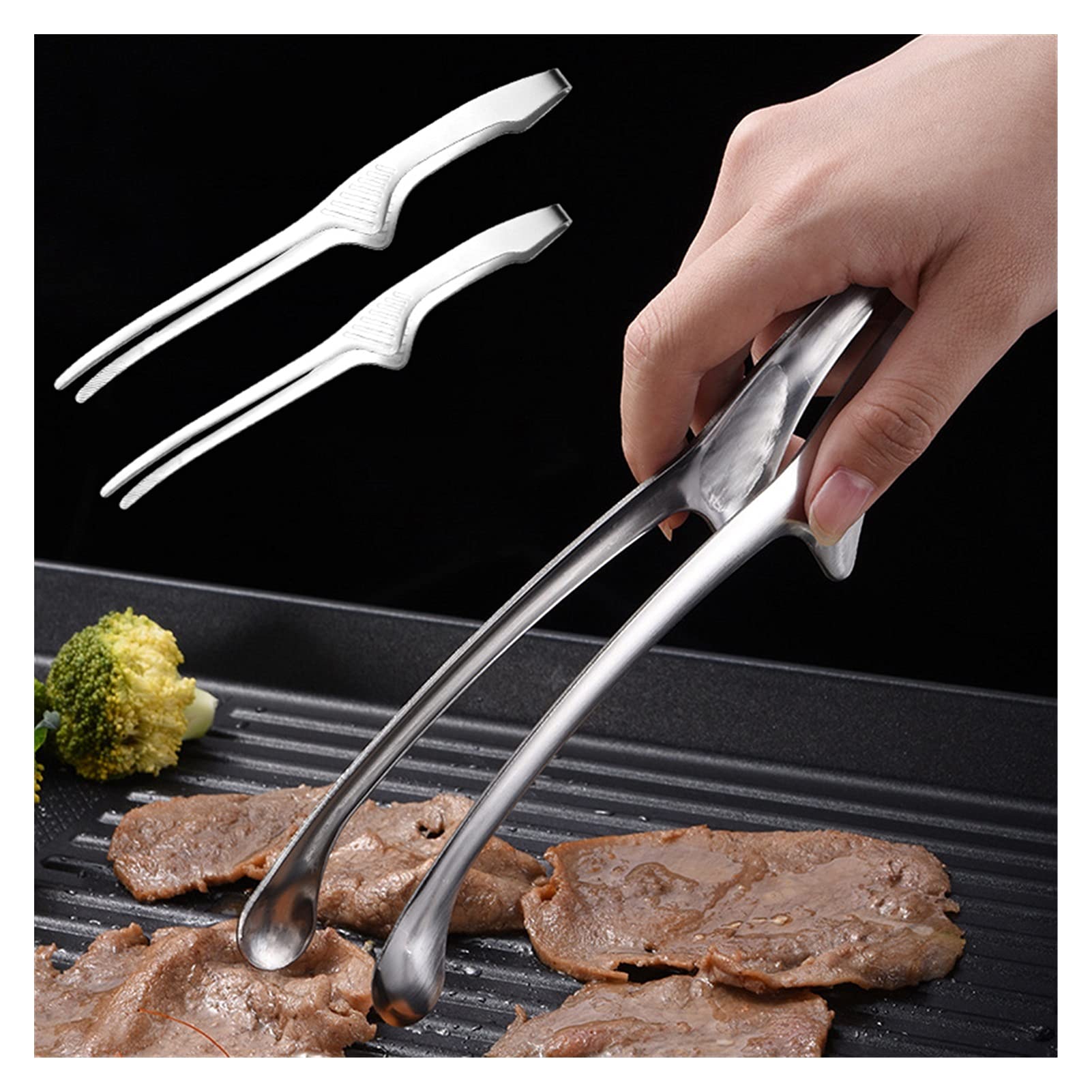 Grillzange aus Edelstahl – koreanische Grill-Clips, perfekt zum Grillen, Kochen, Backen und für den Außenbereich – robuste Küchenzange für Chef und Grillmeister