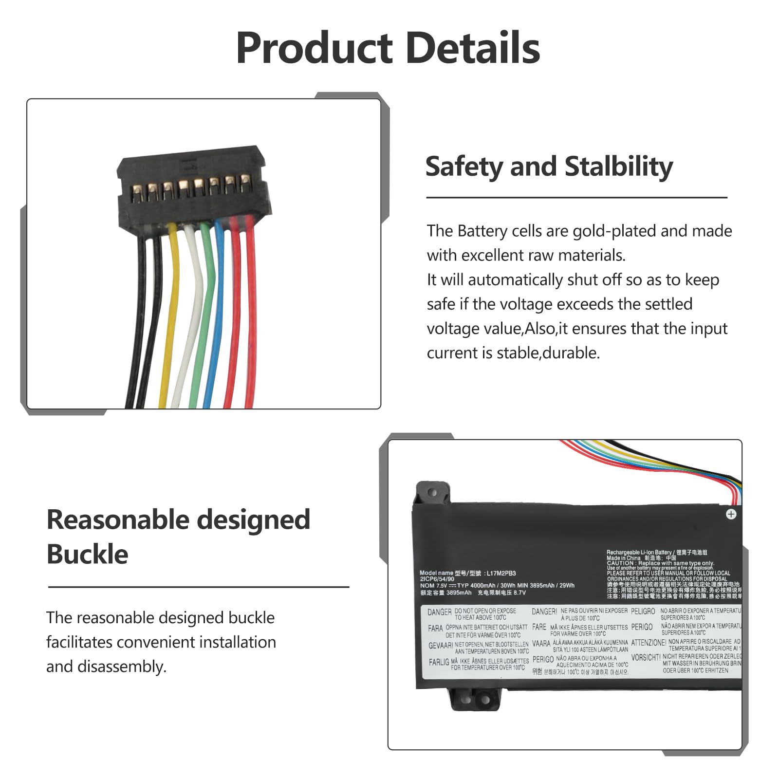 L17C2PB3 L17M2PB3 Batteria per laptop V130-15IGM-81HL V130-15IKB-81HN V330-15IKB-81AX V330-15ISK-81AW V530-14IKB V530-15IKB 81HL001EGE 81HL0023GE 81HL0051GE L17L2PB4 L17M2PB4 L17L2PB3