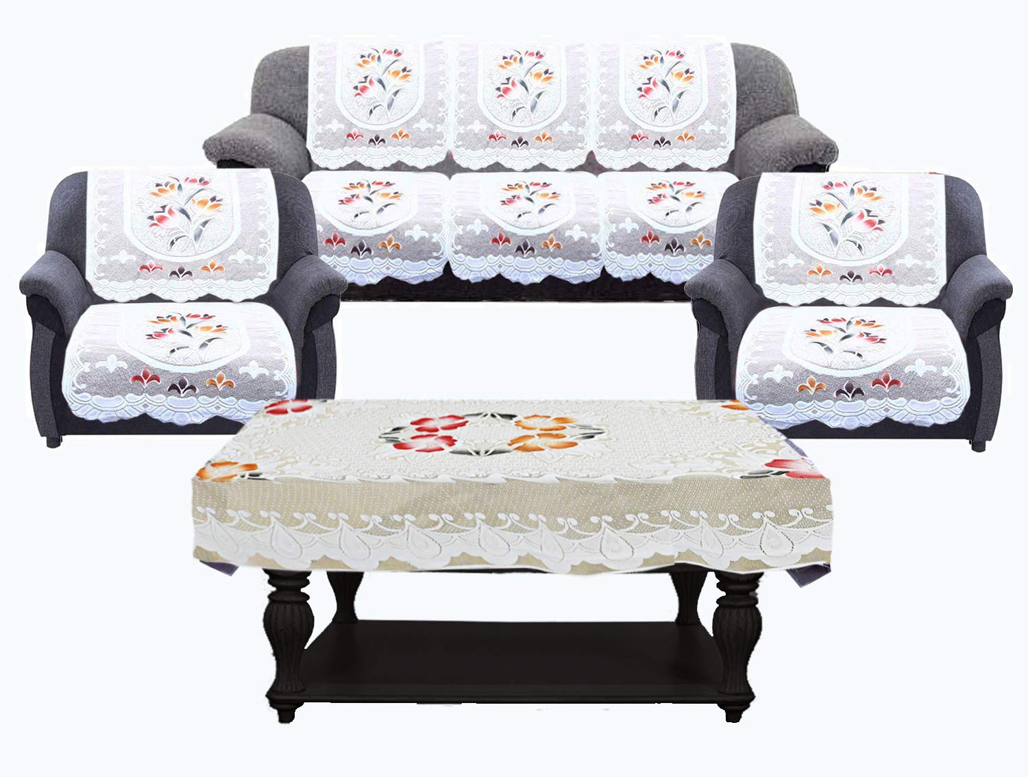 Kuber Industries Flower Cotton 5 Seater Sofa Cover with Center Table Cover, 70" x 29", 7 Piece, Cream (B07QDSN5QY) Amazon Price History, Amazon Price Tracker