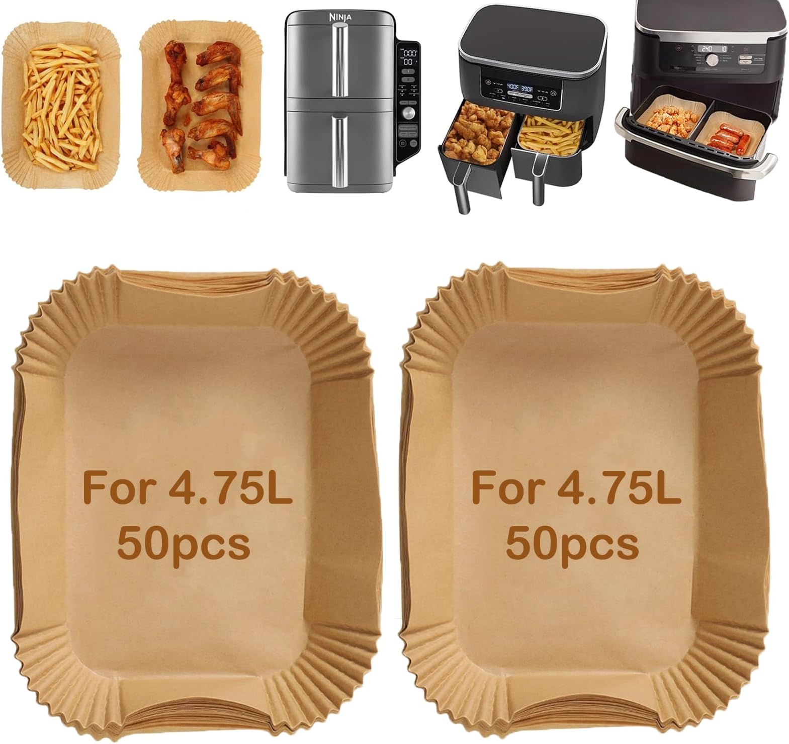 100 Stück Backpapier-Liner Für Ninja Double Stack XL Air Fryer - 22x14cm