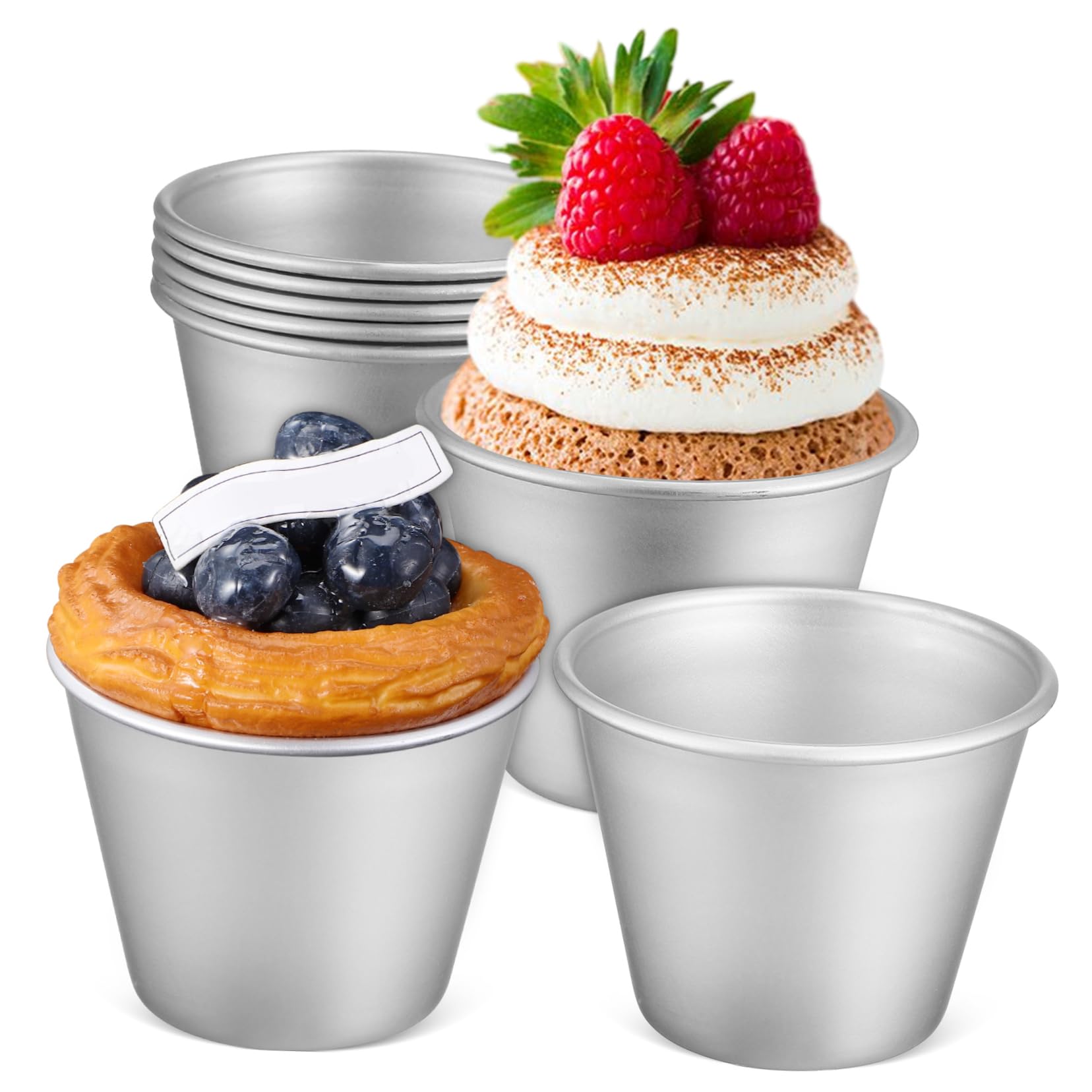 Amosfun Piezas Molde de torta molde para cupcakes de aluminio tazas para hornear plantillas de pastel Tazas de pudín de molde taza para hornear magdalenas de aluminio