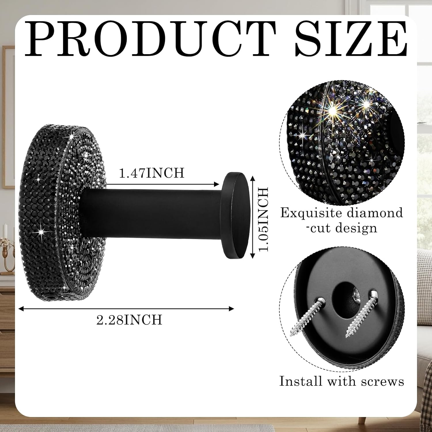 4 Pcs Glitter Rhinestones Coat Hook Bathroom Decorative Bling Hooks for Shower Wall Mounted Metal Hook Towel Hooks for Shower Glass Door Accessories