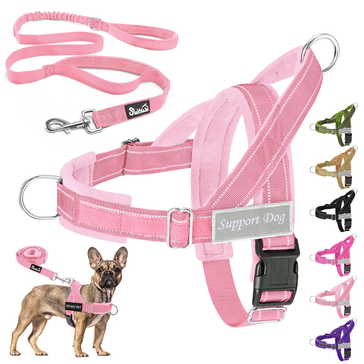 Eyein No Pull Harness for Dogs - Heavy Duty Soft Padded Pet Vest and Lead Set for Medium Large Dog, Adjustable Reflective Anti-pull with Front Clip for Walking Training(Pink,M) — image 1