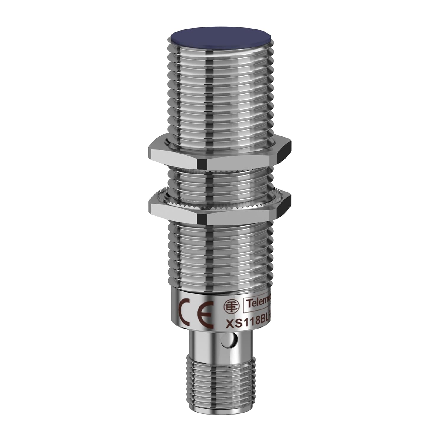 Telemecanique XS118BLPAM12 Inductive Proximity Sensor, Flush Mount, Metal 18-mm Barrel, for Light Industry, 3-Wire DC PNP Wiring, PNP Input, NO Output, M12 Micro-Connector