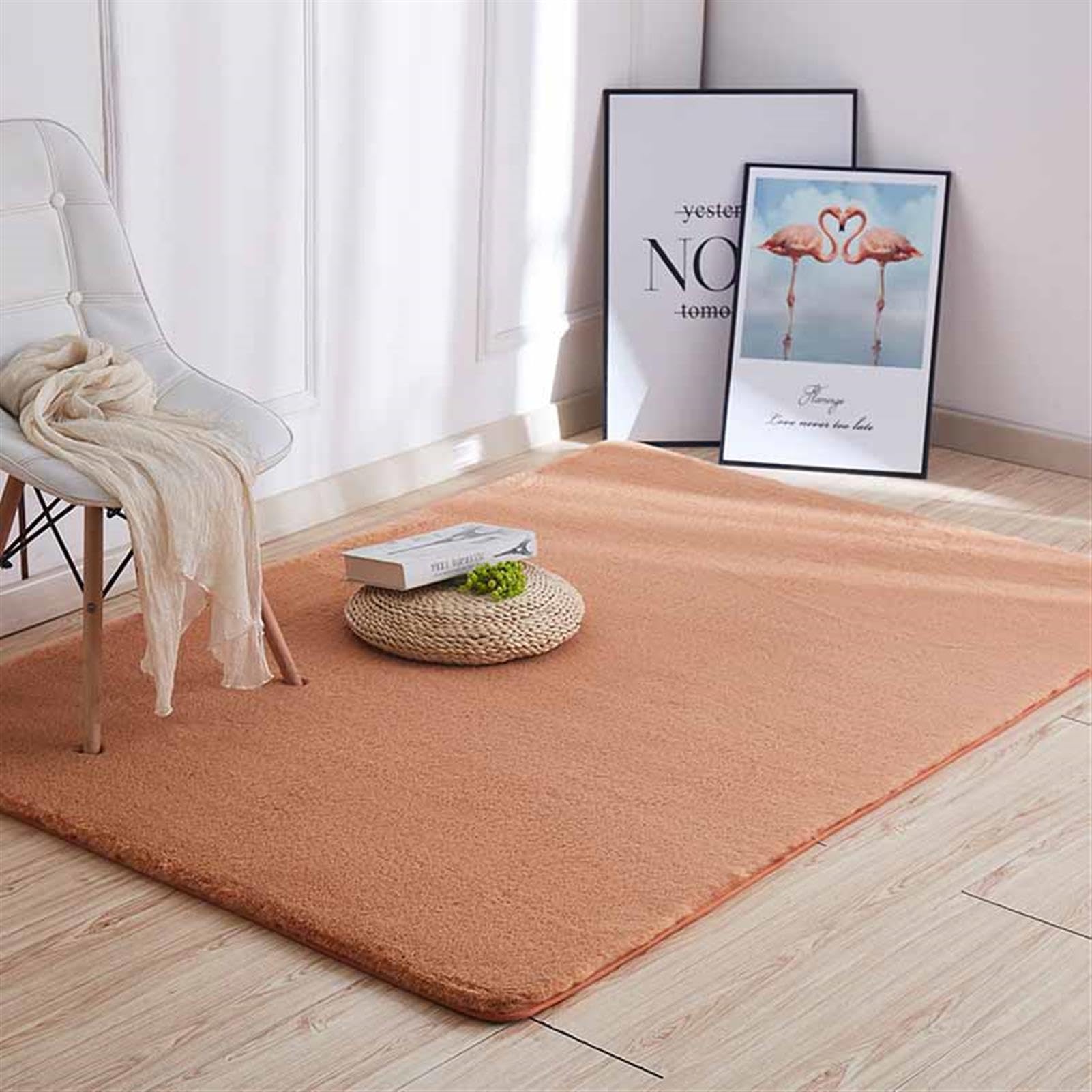 Tapis en fausse fourrure de lapin kaki 60x90 cm pour sol et chambre