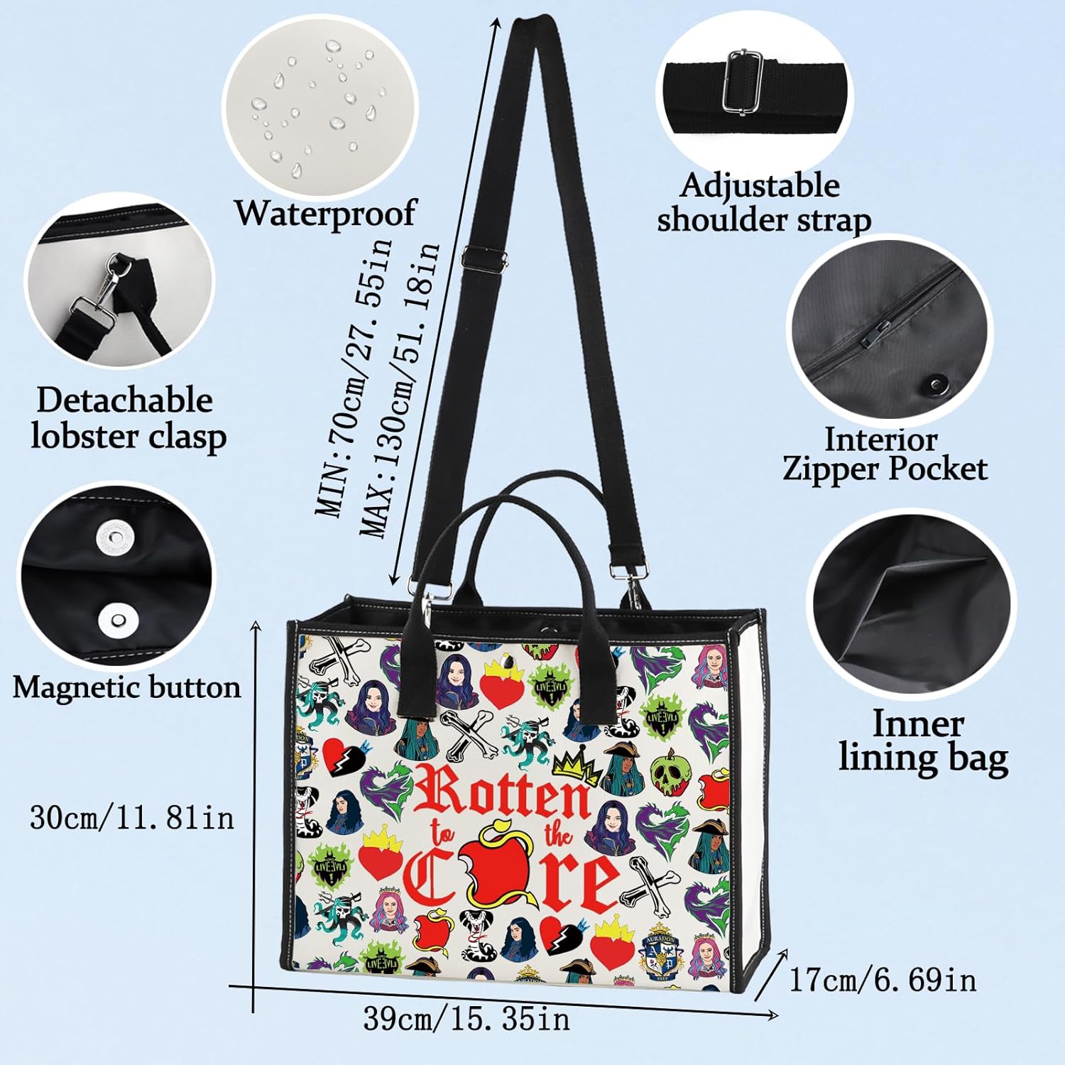 LEVLO Jay Cosmetic Make Up Bag Carlos Fans Gift Rotten to the Core Mal Makeup Zipper Pouch Bag Jay & Mal Movie Merch (Core LT)