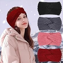 4 Pièces Bandeau Hiver Femme, Bandeau Cheveux Femme Hiver, Bandeau Cheveux Femme, Bandeau Oreille Femme, Bandeau Cache Oreille Femme, Oreille Réchauffeur Chaud Noué Bande Elastique Cheveux