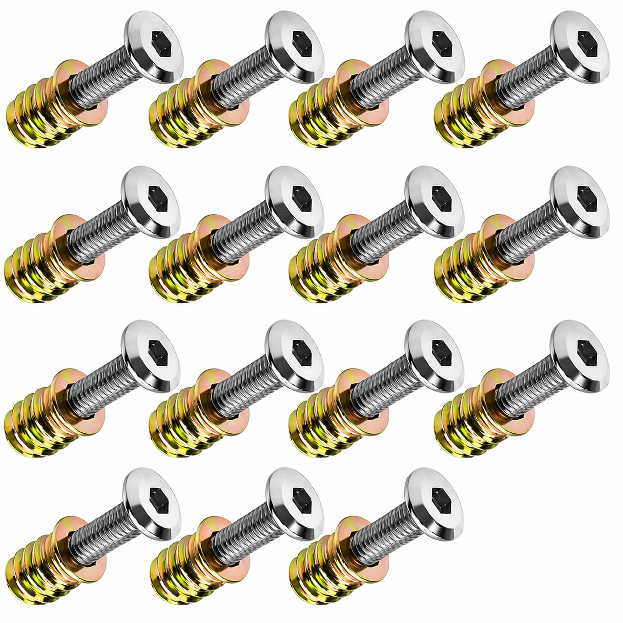 DEEGAAMART Zinc Alloy Threaded Wood Inserts Hex Socket Drive Nuts & Bolt Fasteners for Furniture, Wood Plugs, and Screw Hole Repair (M8x40, 15, Set)-image-23