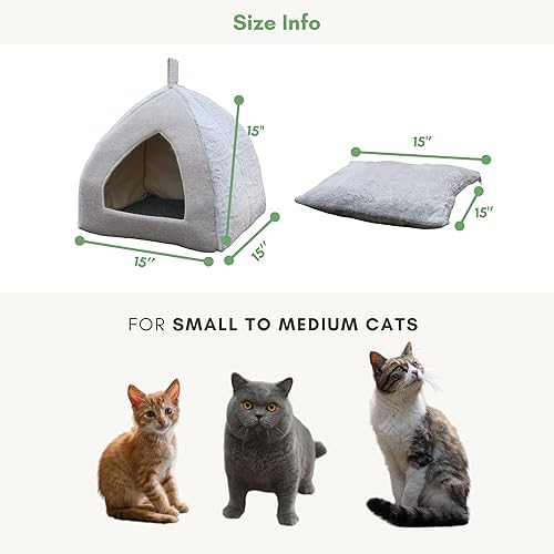 Miniatura 7 de Cueva de cama para gatos de interior, cama de refugio para gatos, cama de tienda para gatos, cabaña para gatos, cama cubierta para gatos, camas para