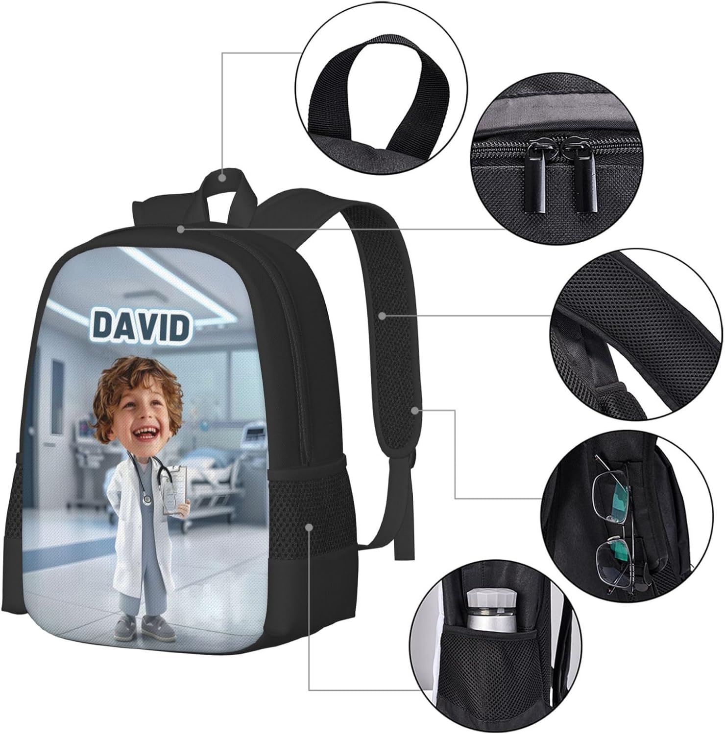 Custom Doctor Backpack for Men Women Personalized Backpack Design Your Photo Name Logo Customize Large-capacity Backpack for Work Camping Travel - Image 2