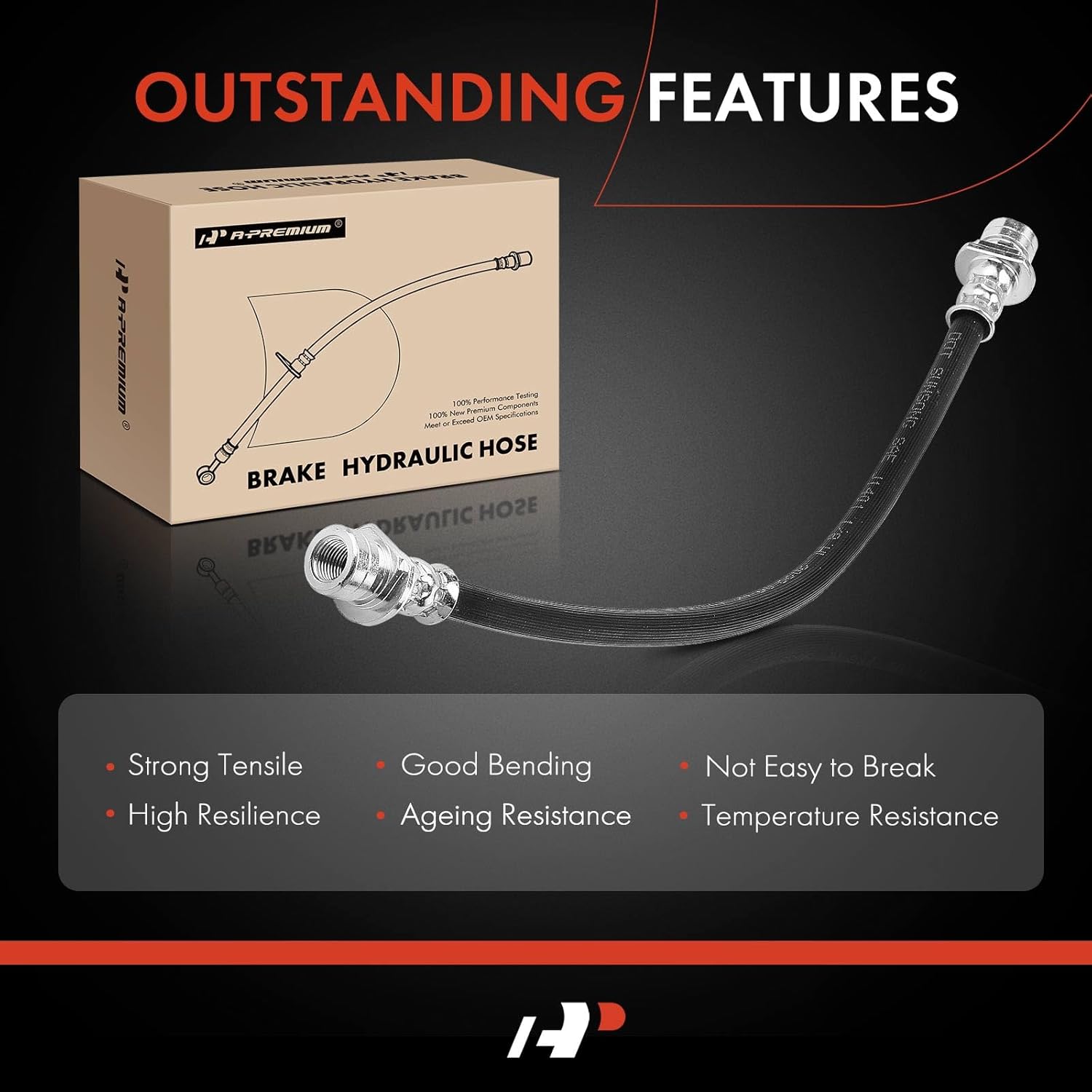 A-Premium Rear Driver and Passenger Brake Hydraulic Hose Compatible with Select Honda Models - Accord 2003 2004 2005 2006 2007 2.4L 3.0L, with Rear Drum Brake - Replace# 01466SDAA00(Pack of 2)