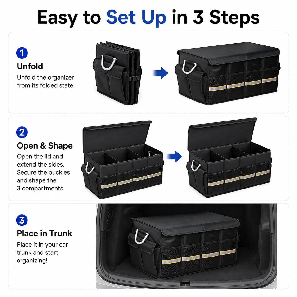 1 Pezzo Organizer Bagagliaio per Audi Q2L | Contenitore Auto in Tessuto Oxford Pieghevole,66 L Capiente Scatola Portaoggetti con Scomparti e Maniglie Laterali