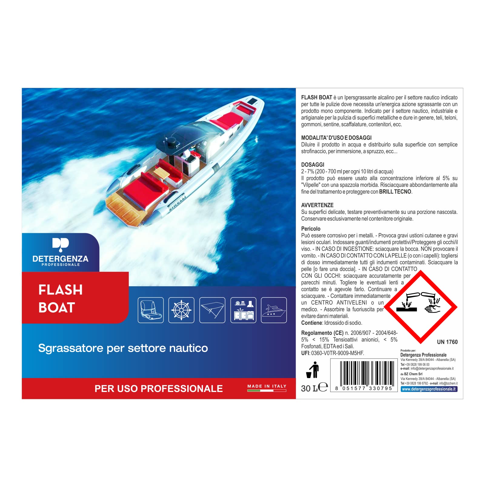 SGRASSATORE per Settore Nautico Flash Boat CONCENTRATO - Tanica da 30 L