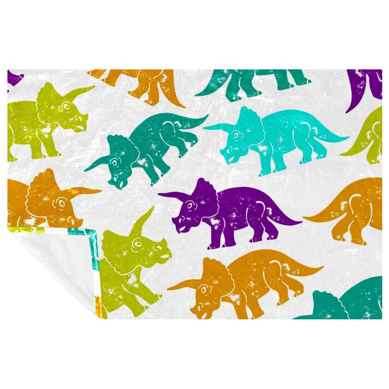 Couverture Triceratops 150x100 cm douce et chaude pour lit et canapé