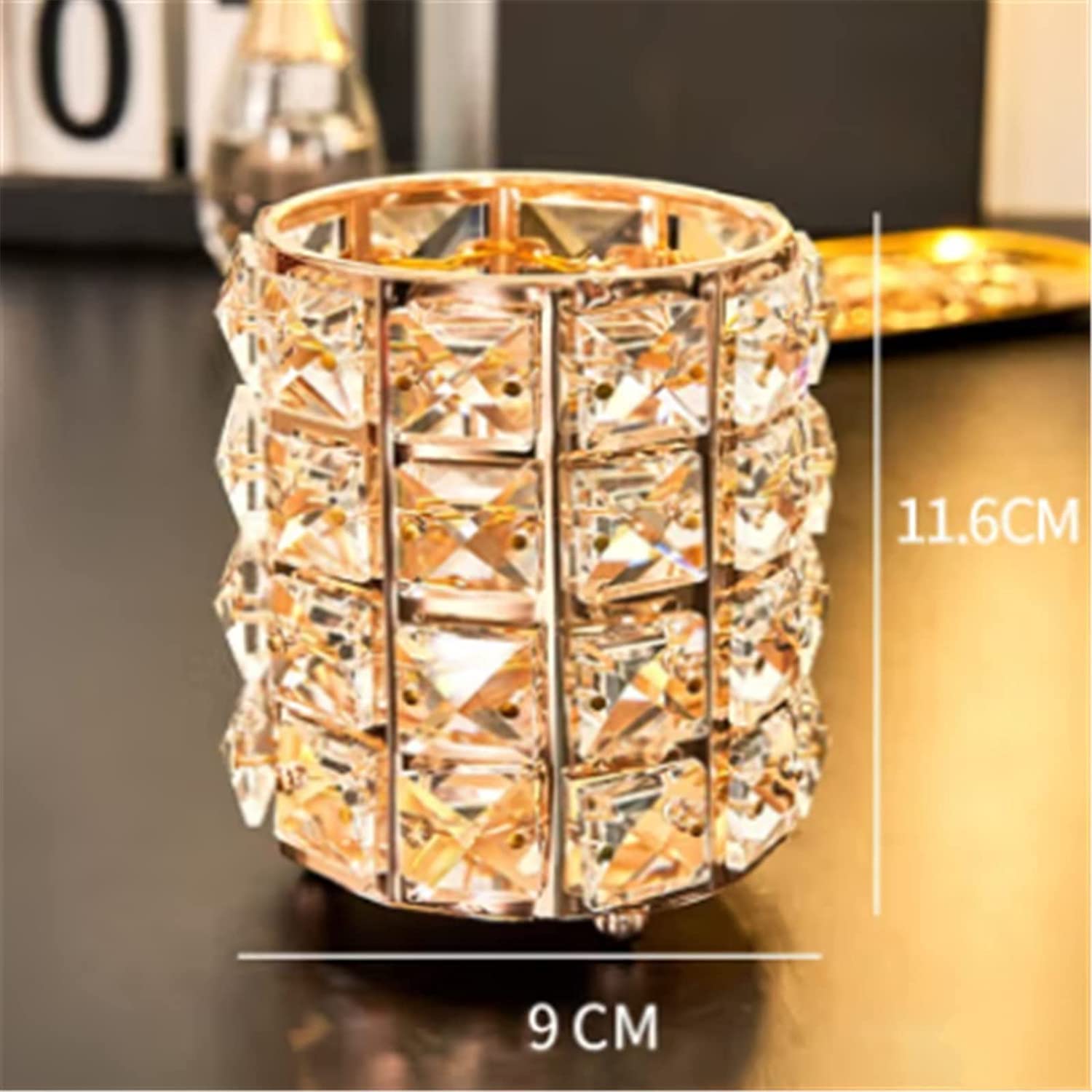 Organizador de maquillaje Cajones de almacenamiento Portaescobillas, Cubo de almacenamiento de brochas de maquillaje Caja de almacenamiento de brochas de maquillaje de cristal Cubo de brochas Dorado S