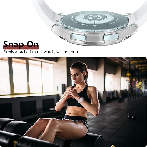 Miniatura 4 de Funda protectora de pantalla para Samsung Galaxy Watch 6 Classic de 1.732 pulgadas, parachoques duro de PC y HD antivaho de vidrio templado