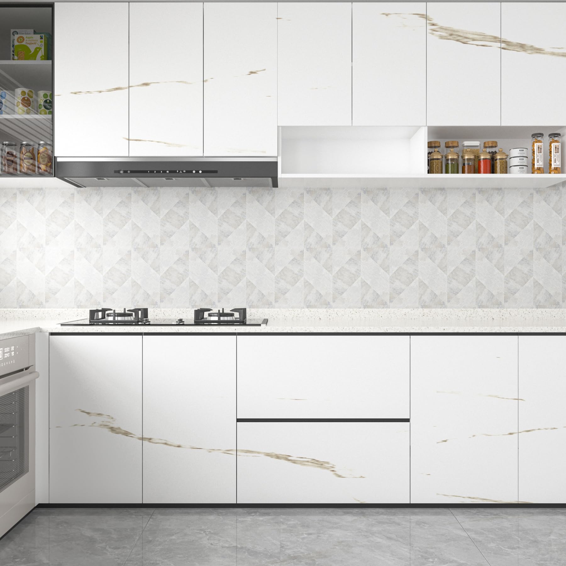 Decotalk Vinilo Encimera Cocina Resistente al Calor Blanco 81X300cm Vinilo Adhesivo Muebles Efecto Marmol Blanco Papel Pintado Autoadhesivo Forrar Rollo Mesa Bano Impermeable Decorativos PVC Removible