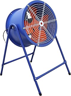 HQHAOTWU Industrial Axial Fan Cylinder Pipe Spray Booth Paint Fumes Blower for Big Airflow High Speed Ventilation Exhaust Projects for Server with Stand 1450RPM 5870 mÂ³/h 16inch 220V